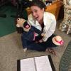 Susan works through her lines with Kelsey before one of her scenes. Kelsey is a relative newcomer to the cast, and she will be featured in several upcoming shows. Susan has also provided the voice for Mini the Sheep.